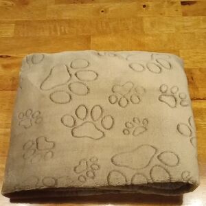 Cozy Tan Dog Blanket with Paw Print Design